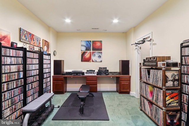 20369 Stillhouse Branch Pl, Sterling, VA 20165 - carpeted home office featuring baseboards, recessed lighting, and built in study area