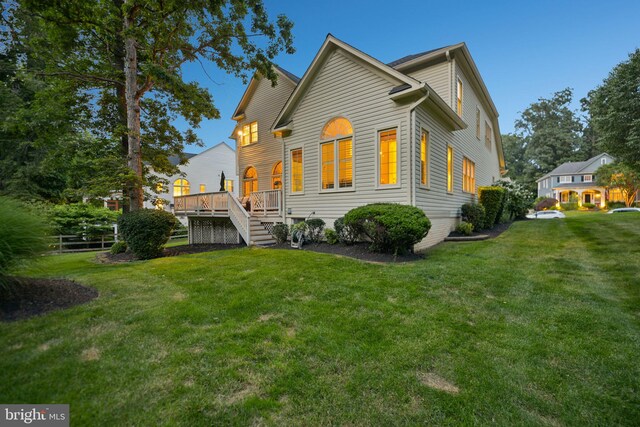 20369 Stillhouse Branch Pl, Sterling, VA 20165 - rear view of house featuring a lawn, a deck, and stairway