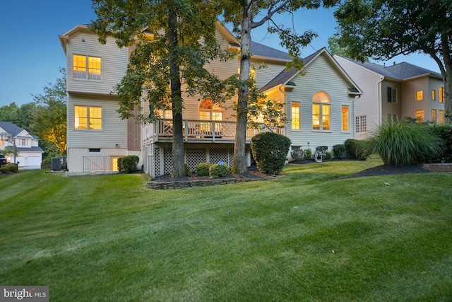 20369 Stillhouse Branch Pl, Sterling, VA 20165 - back of house with cooling unit, a yard, and a deck