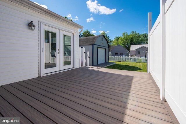 714 Alliance St, Havre De Grace, MD 21078 - deck with french doors and a detached garage