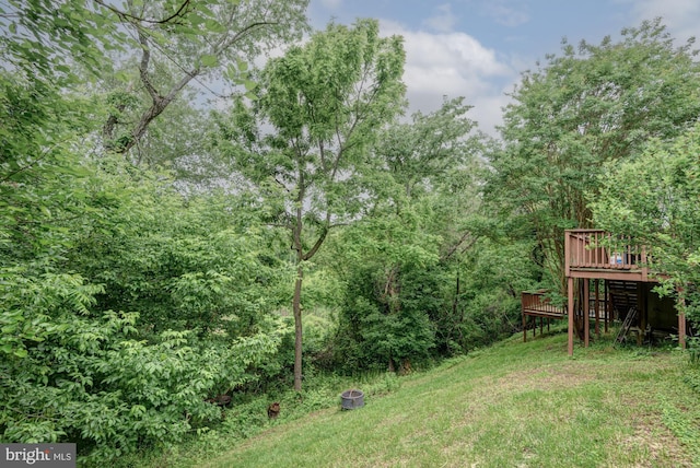 208 E Bradford Ct, Middletown, DE 19709 - view of yard with a deck and a view of trees