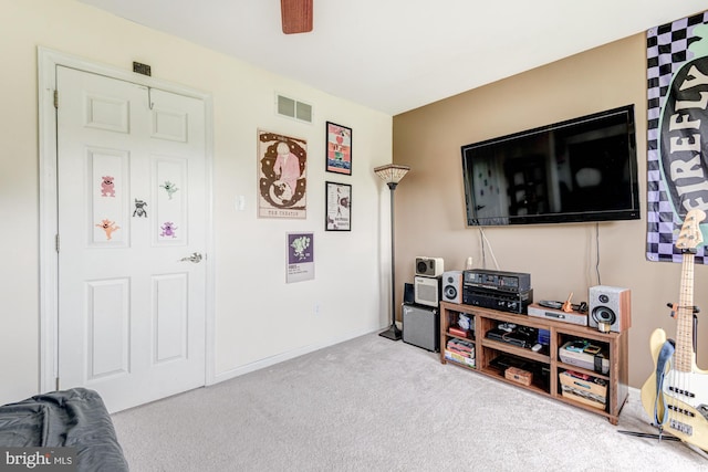 208 E Bradford Ct, Middletown, DE 19709 - living area featuring carpet, ceiling fan, and baseboards