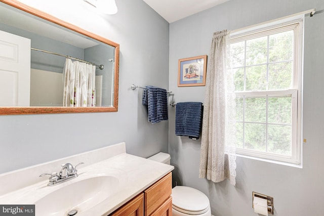 208 E Bradford Ct, Middletown, DE 19709 - full bath with toilet, vanity, healthy amount of natural light, and a shower with curtain