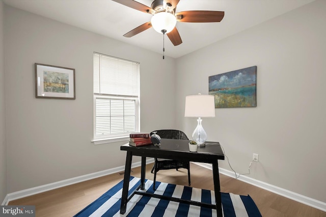 808 Pasadena Ave, Severna Park, MD 21146 - office featuring wood finished floors, baseboards, and ceiling fan