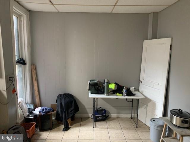 525 S 16th St, Harrisburg, PA 17104 - home office featuring light tile patterned flooring, a paneled ceiling, and baseboards