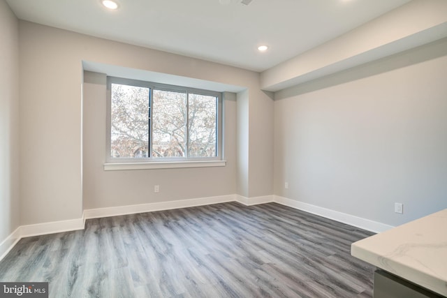 5005 Walnut St, Philadelphia, PA 19139 - spare room featuring recessed lighting, dark wood finished floors, and baseboards