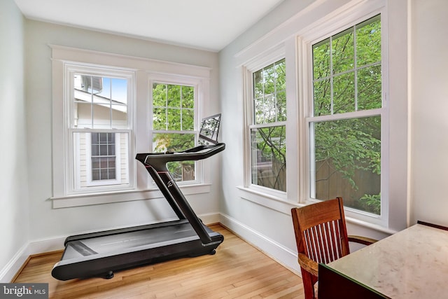 815 Aspen St NW, Washington, DC 20012 - exercise area featuring light wood-style floors and baseboards