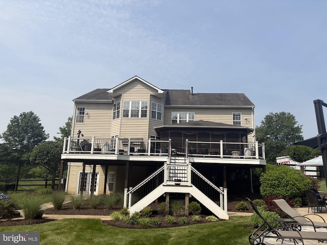 7633 Great Dover St, Gainesville, VA 20155 - rear view of property with stairs, a yard, and a deck