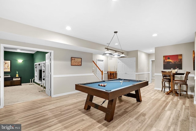 7633 Great Dover St, Gainesville, VA 20155 - rec room featuring pool table, light wood-style floors, and recessed lighting