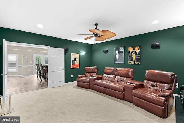 7633 Great Dover St, Gainesville, VA 20155 - cinema with carpet, a ceiling fan, and recessed lighting