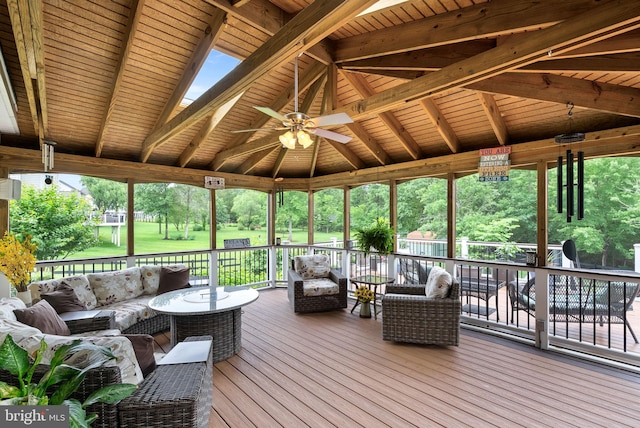 7633 Great Dover St, Gainesville, VA 20155 - sunroom featuring outdoor lounge area, ceiling fan, and plenty of natural light