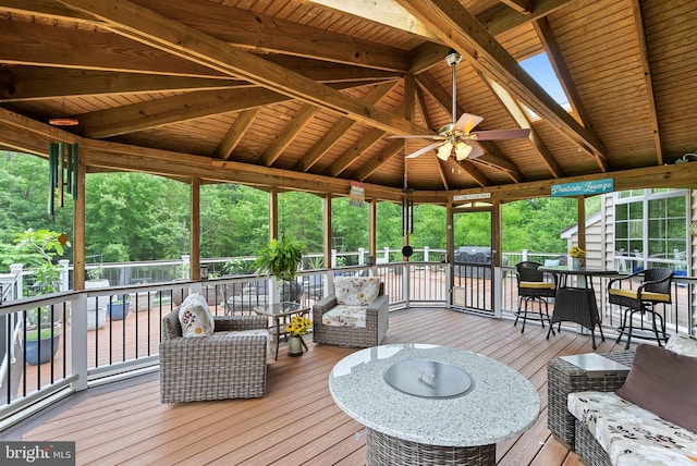 7633 Great Dover St, Gainesville, VA 20155 - sunroom with a ceiling fan and outdoor dining area