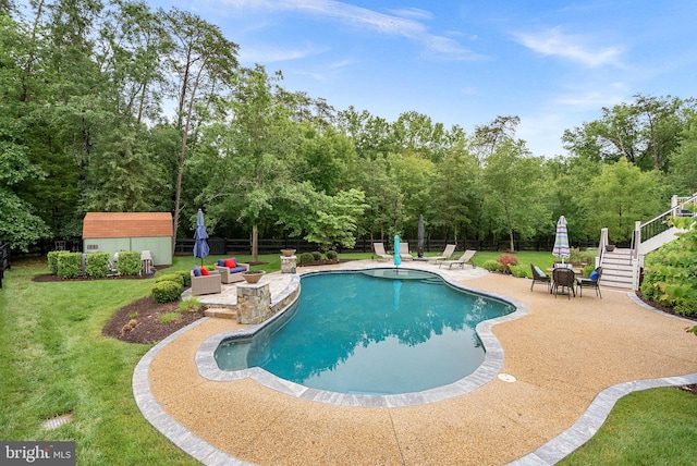 7633 Great Dover St, Gainesville, VA 20155 - view of pool with a patio and a shed