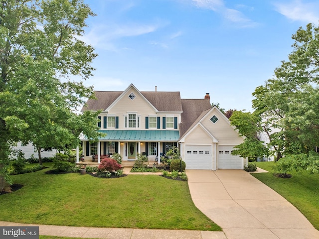 20783 Laplume Pl, Ashburn, VA 20147 - colonial-style house featuring covered porch, concrete driveway, and a front yard