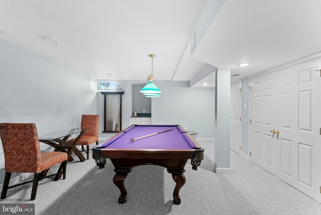 20783 Laplume Pl, Ashburn, VA 20147 - rec room with carpet floors, baseboards, pool table, and recessed lighting