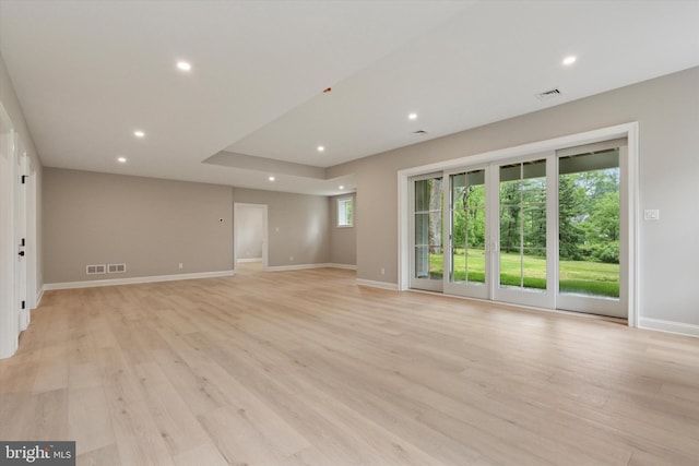 215 S Spring Mill Rd, Villanova, PA 19085 - unfurnished living room with recessed lighting, baseboards, and light wood finished floors