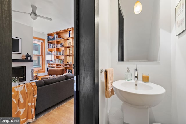 135 13th St NE, Washington, DC 20002 - half bathroom with wood finished floors and a fireplace