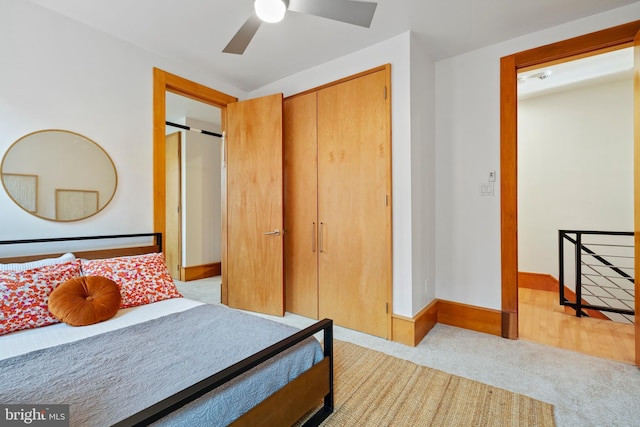 135 13th St NE, Washington, DC 20002 - carpeted bedroom with a closet, a ceiling fan, and baseboards