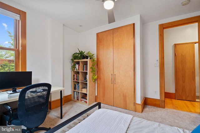 135 13th St NE, Washington, DC 20002 - bedroom with baseboards, carpet floors, a closet, and a desk