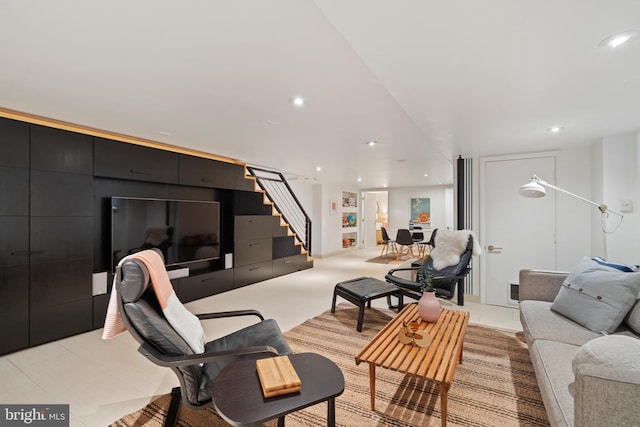 135 13th St NE, Washington, DC 20002 - living room featuring stairs and recessed lighting