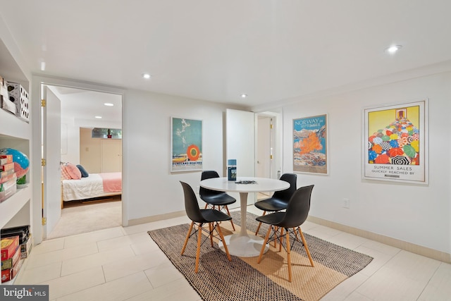 135 13th St NE, Washington, DC 20002 - dining area with recessed lighting, baseboards, and light tile patterned floors