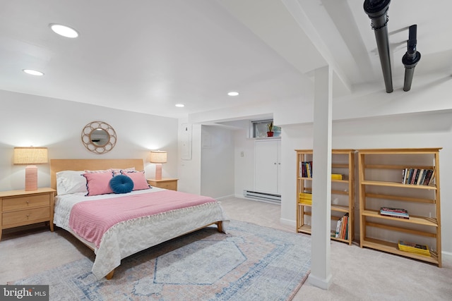 135 13th St NE, Washington, DC 20002 - carpeted bedroom with recessed lighting, a baseboard radiator, and baseboards