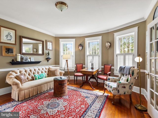 417 S Main St, Berlin, MD 21811 - living area with hardwood / wood-style flooring, crown molding, and baseboards