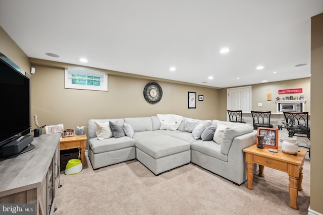 276 Cherry Ln, Doylestown, PA 18901 - living room featuring recessed lighting and light carpet