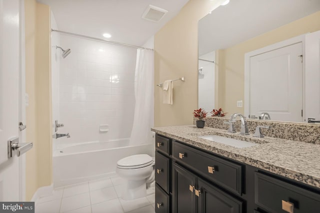 22287 Cornerstone Crossing Ter, Ashburn, VA 20148 - full bath with vanity, tile patterned flooring, toilet, shower / bath combination with curtain, and recessed lighting