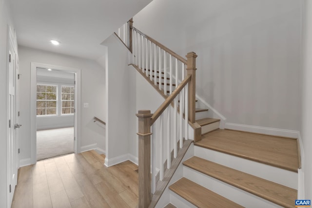 8 Talen Ln, Charlottesville, VA 22911 - staircase featuring wood finished floors, recessed lighting, and baseboards