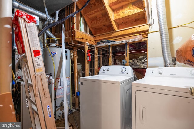21055 Cornerpost Sq, Ashburn, VA 20147 - laundry room featuring gas water heater and washing machine and clothes dryer