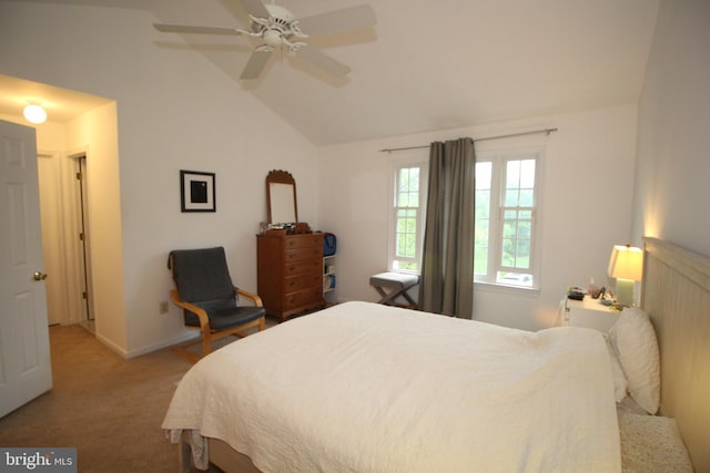 319 Fieldstone Dr, New Hope, PA 18938 - carpeted bedroom featuring vaulted ceiling, ceiling fan, and baseboards
