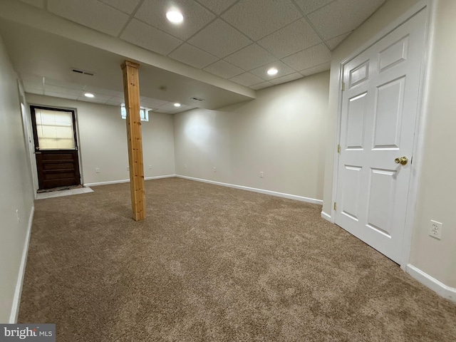 8 Steve Way, Baltimore, MD 21236 - finished below grade area with carpet flooring, baseboards, a drop ceiling, and recessed lighting
