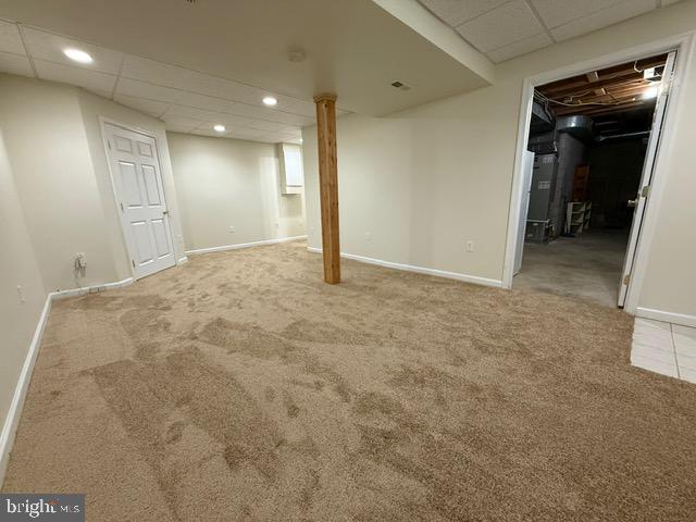 8 Steve Way, Baltimore, MD 21236 - finished below grade area featuring carpet, recessed lighting, baseboards, and a drop ceiling