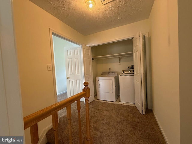 8 Steve Way, Baltimore, MD 21236 - washroom with washer and clothes dryer, carpet flooring, a textured ceiling, and baseboards