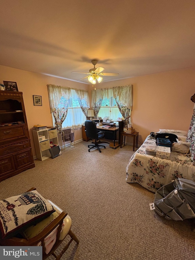 812 Agnes Ave, Morton, PA 19070 - carpeted bedroom with an office area and ceiling fan