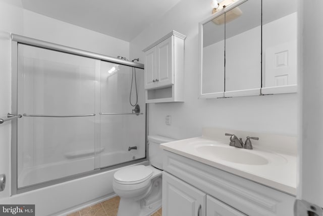 304 Montfield Ln, Glen Burnie, MD 21061 - full bathroom with vanity, toilet, enclosed tub / shower combo, and tile patterned floors