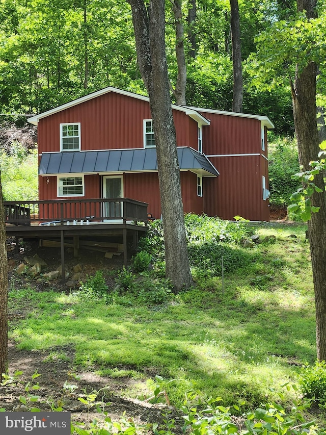 18 Bolton Branch Ln, Huntly, VA 22640 - back of house featuring a deck, a standing seam roof, and metal roof