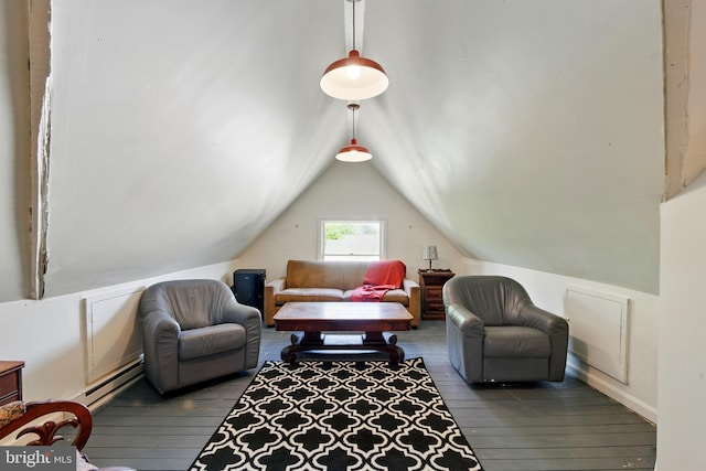 706 Locust St, Cambridge, MD 21613 - sitting room with baseboard heating, hardwood / wood-style flooring, and lofted ceiling