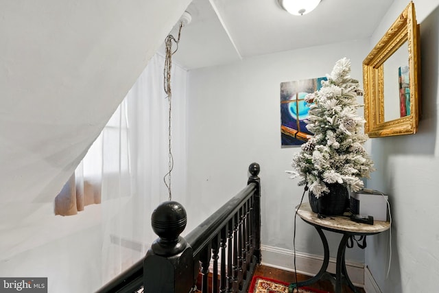 706 Locust St, Cambridge, MD 21613 - hall featuring baseboards, an upstairs landing, and wood finished floors
