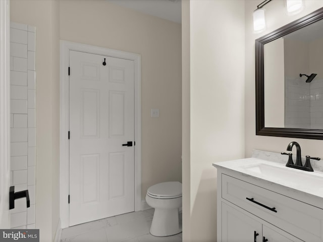 6419 Homebuilder Dr, Mount Airy, MD 21771 - full bathroom with marble finish flooring, vanity, toilet, a shower, and baseboards