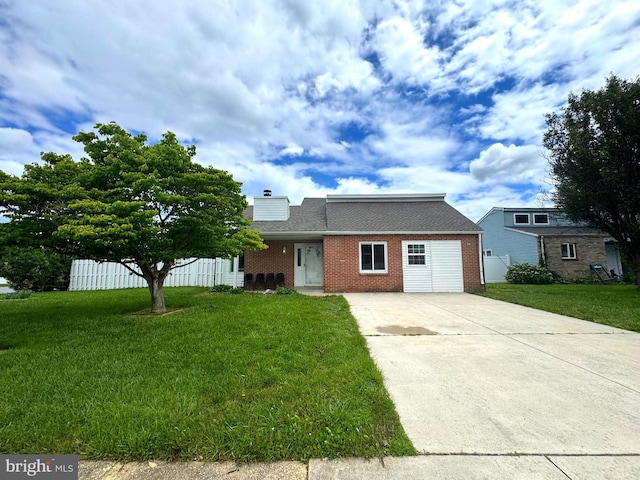 23 Karen Ct, New Castle, DE 19720 - view of front of home featuring concrete driveway, brick siding, and a chimney