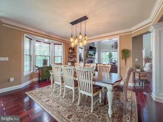 414 Saint James Ct, Langhorne, PA 19047 - dining space featuring dark wood-type flooring, crown molding, baseboards, and a chandelier
