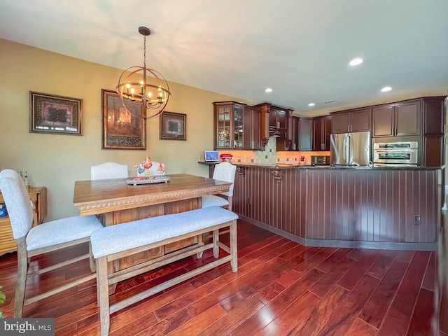 414 Saint James Ct, Langhorne, PA 19047 - dining room featuring a chandelier, dark wood-style floors, and recessed lighting