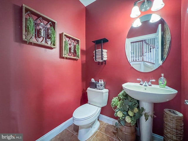 414 Saint James Ct, Langhorne, PA 19047 - half bathroom with baseboards, toilet, and tile patterned flooring