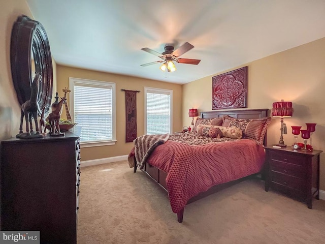 414 Saint James Ct, Langhorne, PA 19047 - bedroom with baseboards, light carpet, and ceiling fan