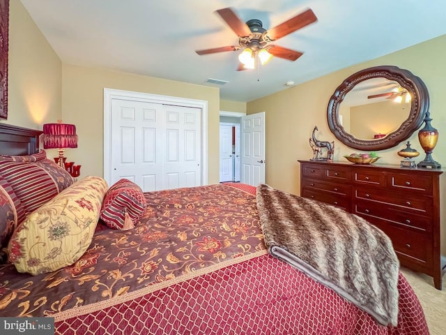 414 Saint James Ct, Langhorne, PA 19047 - bedroom featuring a closet, a ceiling fan, and carpet