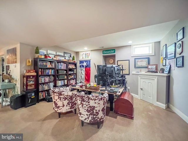 414 Saint James Ct, Langhorne, PA 19047 - carpeted home office featuring baseboards and recessed lighting
