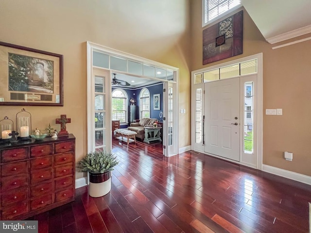 414 Saint James Ct, Langhorne, PA 19047 - entryway with dark wood finished floors, baseboards, and crown molding