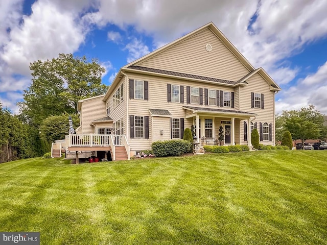414 Saint James Ct, Langhorne, PA 19047 - rear view of house featuring a lawn, a porch, and a deck